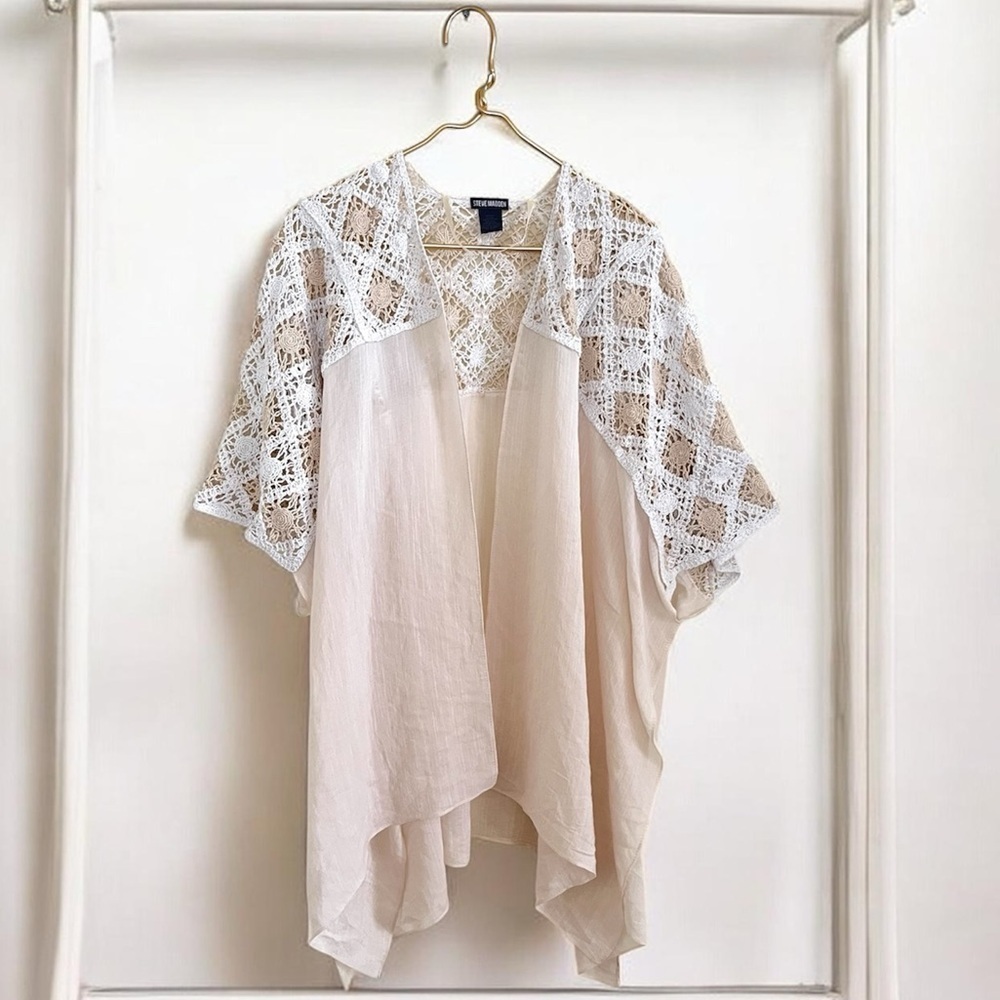 Steve Madden MINIMALIST One size  crochet Lace Summer resortweat Cardigan